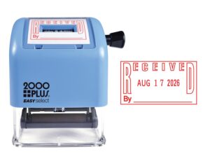 2000 plus easy select self-inking date/phrase stamp, received, 1-7/8" x 1" impression, red ink