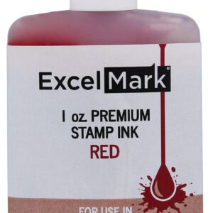 ExcelMark Premium Self-Inking Stamp Refill Ink - 1 oz. (Red)