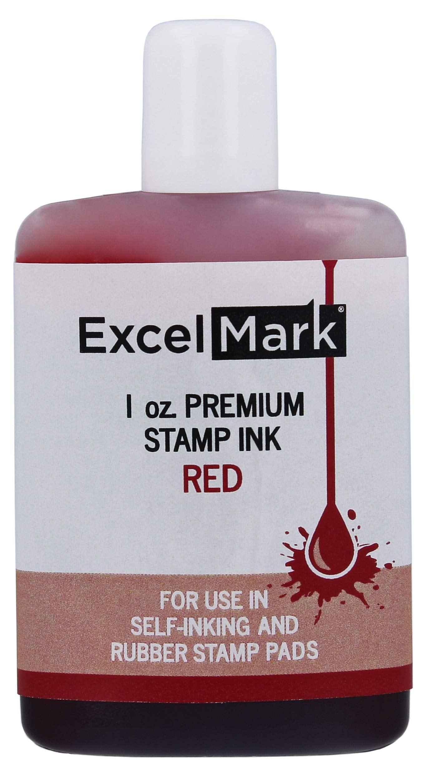 ExcelMark Premium Self-Inking Stamp Refill Ink - 1 oz. (Red)