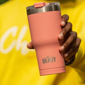 Beast 30 oz Tumbler Stainless Steel Vacuum Insulated Coffee Ice Cup Double Wall Travel Flask (Blossom Pink)