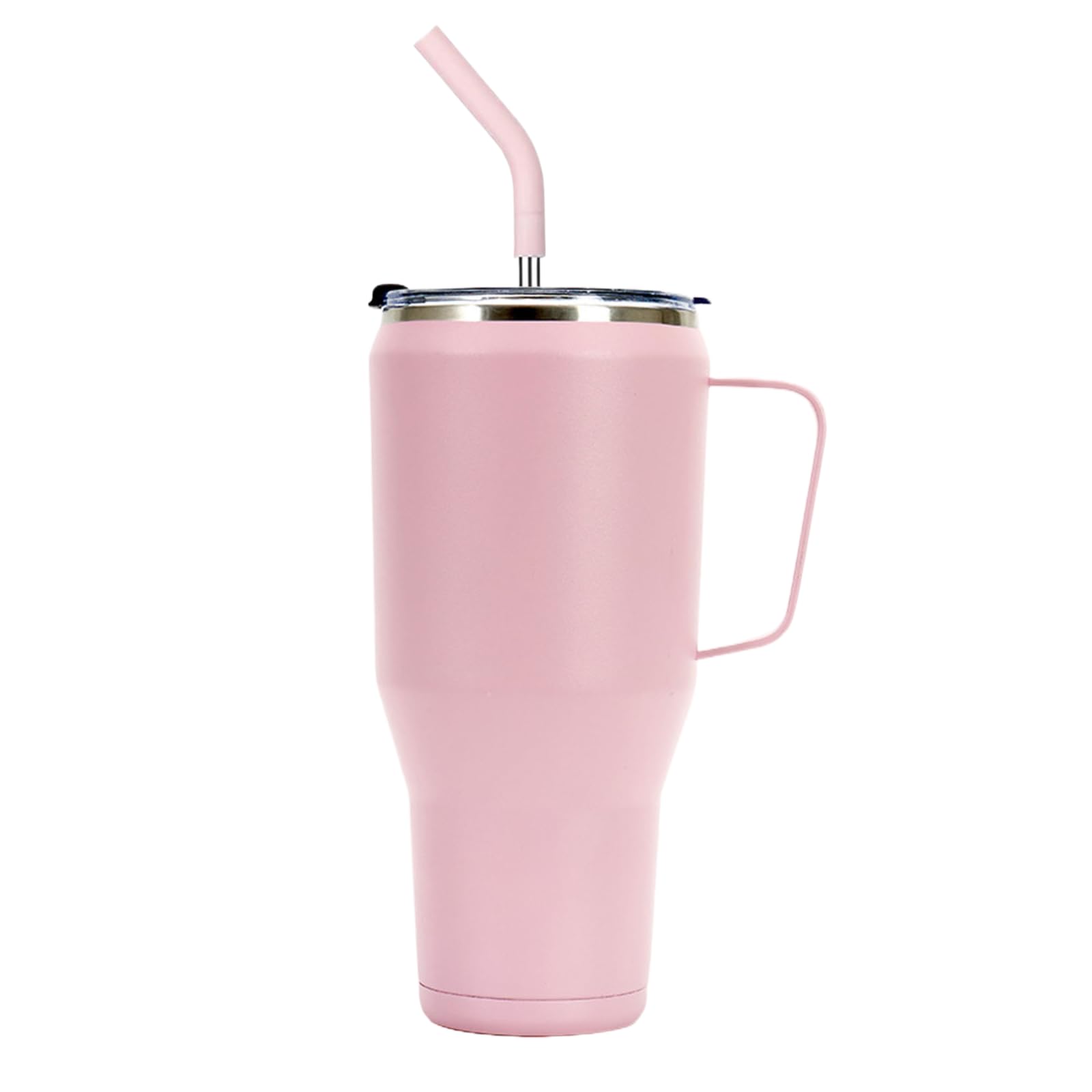 Perched helper 40 oz Tumbler with Handle and Straw, 2-in-1 Lid (Straw/Flip) - Stainless Steel Travel Mug Insulated Vacuum Sealed Cup for Hot and Cold Beverages (Pink)