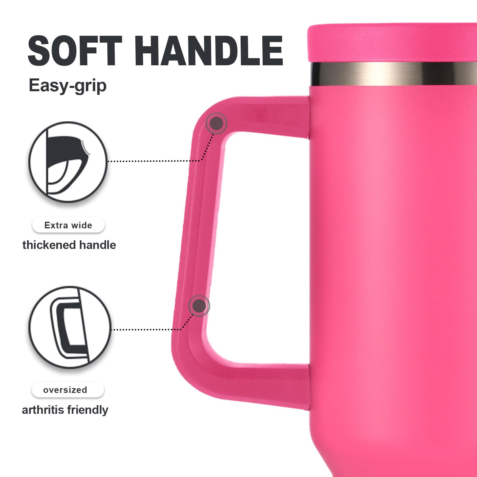 mininoo 30 oz Tumbler With Handle and Straw Lid, Insulated Coffee Mug Stainless Steel Travel Mug Leak-proof Lid and Straw Fit in Car Cup Holder(Cupcake Pink)