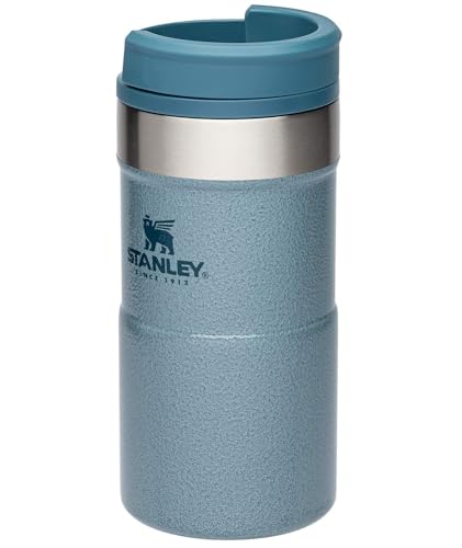 STANLEY NeverLeak Travel Mug .35L / 12OZ Hammertone Ice – Leakproof - Tumbler for Coffee, Tea & Water - BPA FREE - Stainless-Steel Thermo Cup - Rotating lid covers drink - Dishwasher Safe