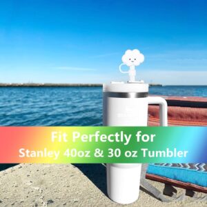 SEEZIZI 4Pcs Straw Covers Cap Toppers Compatible with Stanley 30&40 oz Tumbler Cups,Reusable Cute Silicone Straw Tips Lids Protectors for 0.4 in/10mm Stanley Cups Straws Accessories