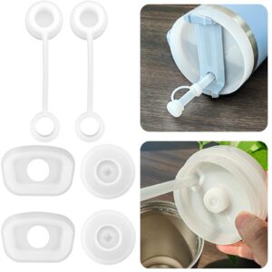 HOMDSG Silicone Spill Stopper Set, Compatible with Stanley Cup 1.0 40oz & 30oz, Accessories Including Straw Cover Cap, Square Leak Stopper and Round Lid Stopper Plug, White