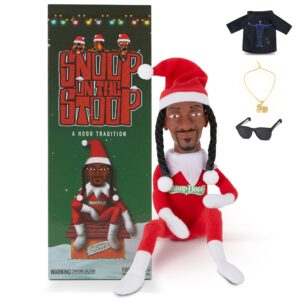 snoop dogg snoop on a stoop 2023 christmas elf doll, 12” small plush toys shelf decor, includes elf toy, extra tshirt, sunglasses and necklace, for men & women.