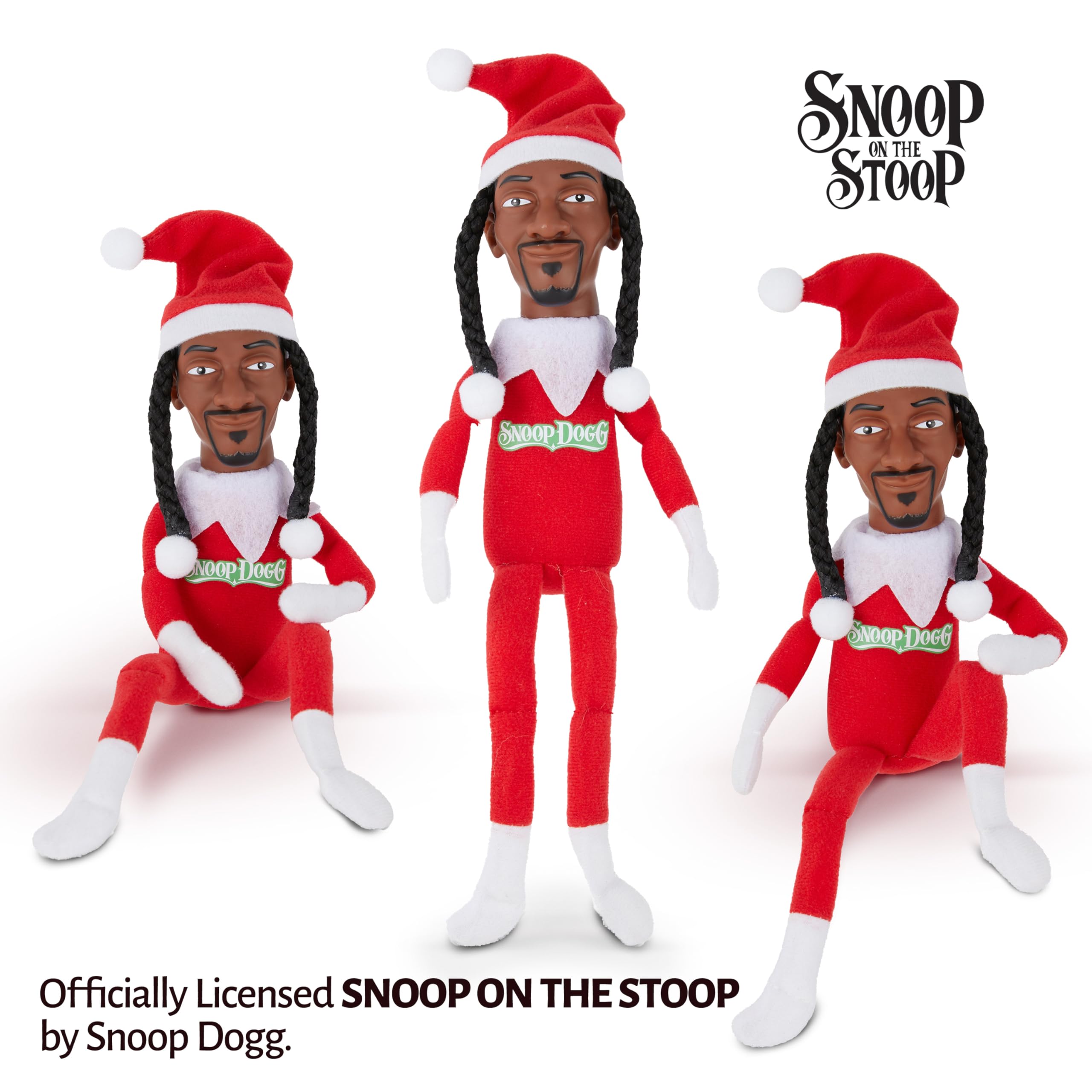 Snoop Dogg Snoop on a Stoop 2023 Christmas Elf Doll, 12” Small Plush Toys Shelf Decor, includes Elf Toy, Extra Tshirt, Sunglasses and Necklace, for Men & Women.