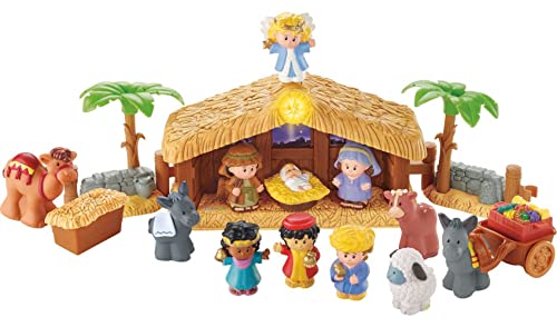 Fisher-Price Little People Deluxe Christmas Story, Nativity Playset with Light, Music and Figures for Toddlers Ages 1 and Up