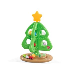 step2 my first christmas tree for kids, interactive christmas tree toy, toddlers ages 1.5+ years old, 12 colorful plastic ornaments to decorate, mini train set circles the skirt