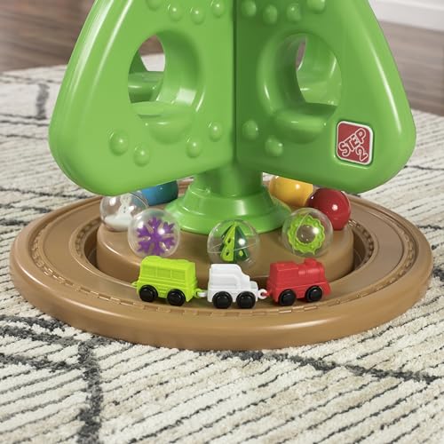 Step2 My First Christmas Tree for Kids, Interactive Christmas Tree Toy, Toddlers Ages 1.5+ Years Old, 12 Colorful Plastic Ornaments to Decorate, Mini Train Set Circles the Skirt