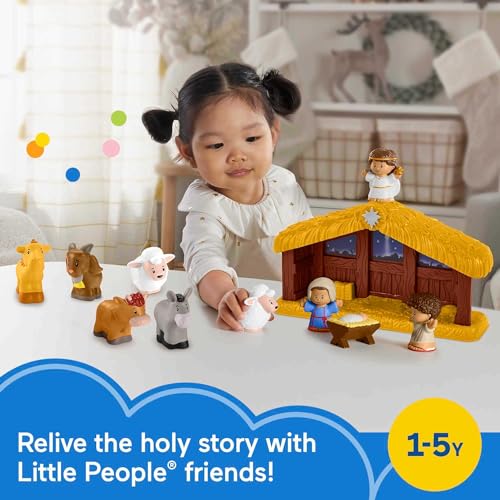 Fisher-Price Little People Toddler Playset Nativity Scene with Baby Jesus Mary & Joseph Figures for Christmas Play Ages 1+ Years