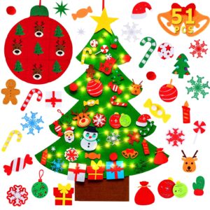 max fun diy felt christmas tree set plus tic-tac-toe games for kids toddlers wall hanging decorations felt craft kits for xmas party favors