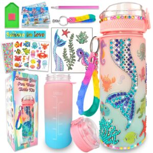 edsportshouse decorate your own water bottle kits for girls age 4-6-8-10,mermaid painting crafts,fun arts and crafts gifts toys for girls birthday christmas(mermaid)