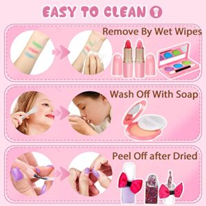 Kids Washable Makeup Girl Toys - Kids Makeup Kit for Girl, Real Make Up Set, Little Girls Makeup Kit for Toddler Kid Children Princess, Christmas Birthday Gift Toys for Girl 4 5 6 7 8 9 10 Year Old