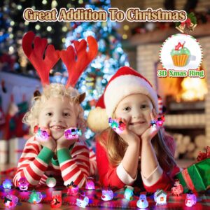 3D Nucifer 50 Pcs Christmas Light Up Rings Christmas Party Favors for Kids Adults Christmas Party Toy Stocking Stuffer LED Flashing Rings Glow in the Dark Christmas Toys for Boys Girls Christmas Gifts