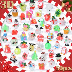 3D Nucifer 50 Pcs Christmas Light Up Rings Christmas Party Favors for Kids Adults Christmas Party Toy Stocking Stuffer LED Flashing Rings Glow in the Dark Christmas Toys for Boys Girls Christmas Gifts