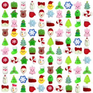 Anditoy 100 PCS Christmas Mochi Squishy Toys Squishies Christmas Toys for Kids Girls Boys Toddlers Christmas Party Favors Stocking Stuffers Gifts