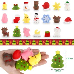 Sanlebi 40 PCS Christmas Mochi Squishy Toys Party Favors for Kids, Kawaii Christmas Squishies Bulk Stress Relief Toys, Toys for Kids Adults