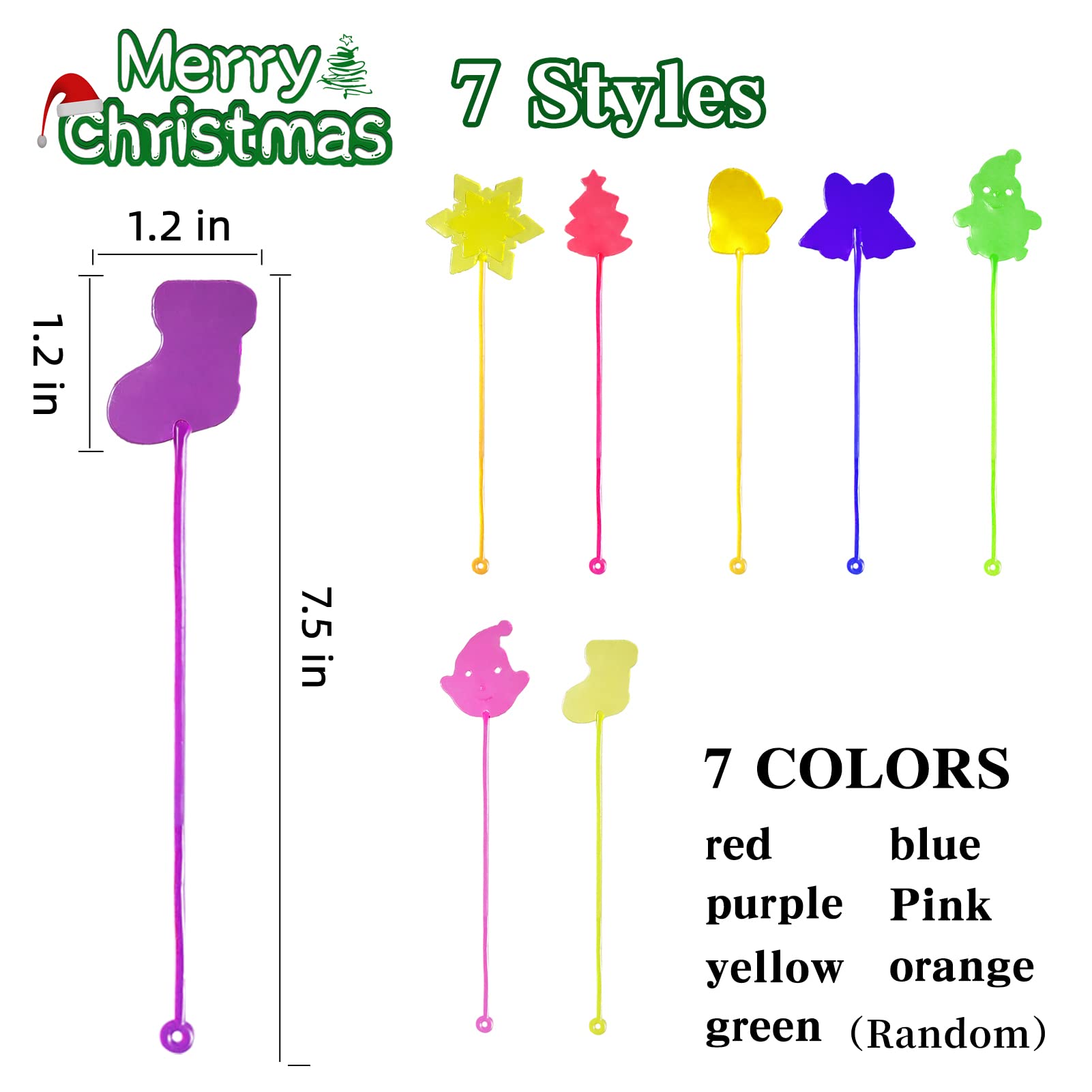 ZeQinToy 42 Pcs Christmas Sticky Hands Toys for Kids Boys Girls, Christmas Styles Stretchy Toys for Christmas Stocking Stuffers, Christmas Party Favors Gifts for Kids