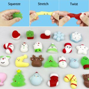 Jofan 24 PCS Christmas Mochi Squishy Toys Christmas Toys Squishies for Kids Girls Boys Toddlers Christmas Party Favors Stocking Stuffers Gifts