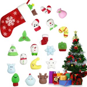 Jofan 24 PCS Christmas Mochi Squishy Toys Christmas Toys Squishies for Kids Girls Boys Toddlers Christmas Party Favors Stocking Stuffers Gifts