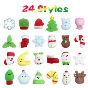 Jofan 24 PCS Christmas Mochi Squishy Toys Christmas Toys Squishies for Kids Girls Boys Toddlers Christmas Party Favors Stocking Stuffers Gifts