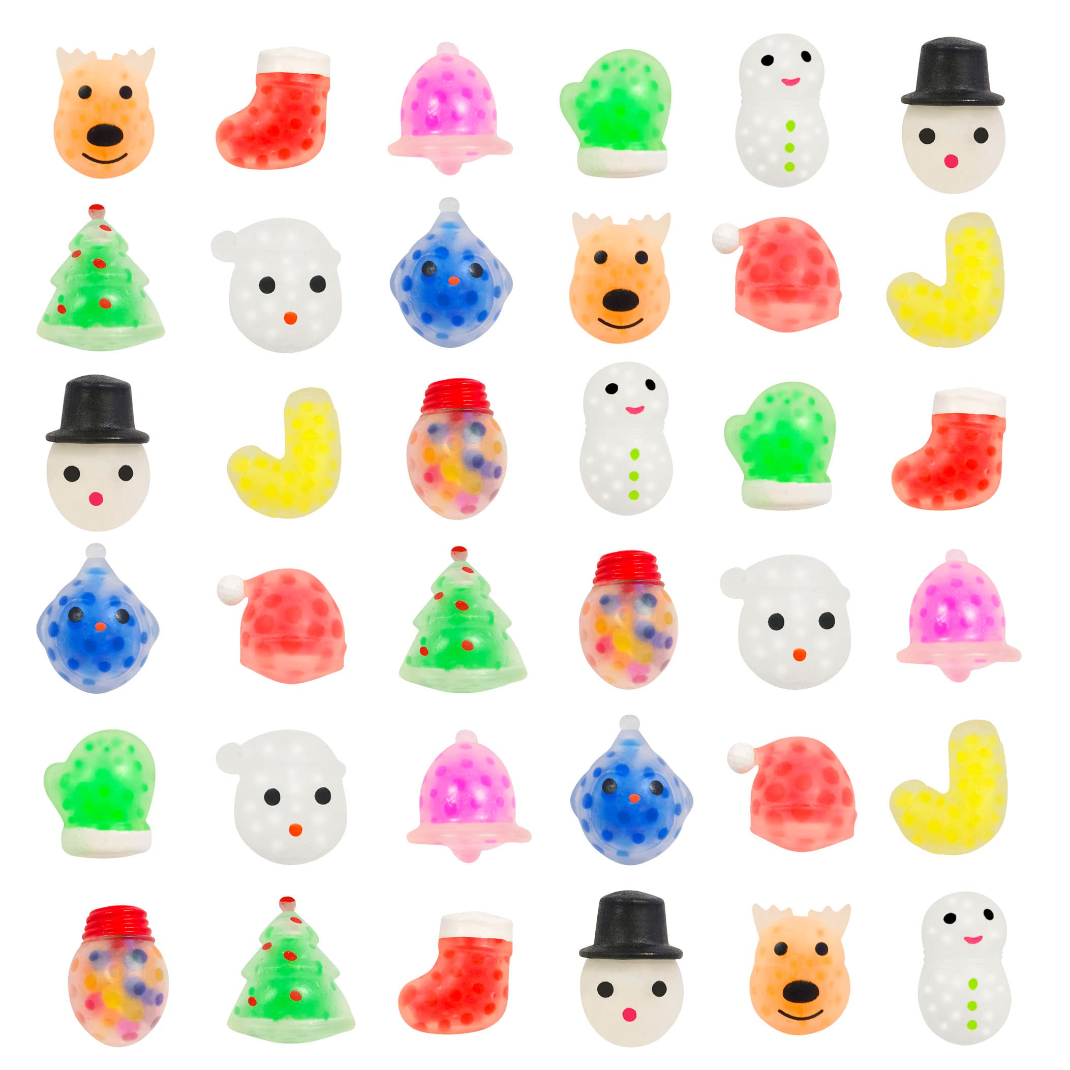 36 Pcs Christmas Mini Sensory Stress Ball Pack Squeeze Toy to Stress Reliever Great for Adult Party Favors Christmas Stocking Stuffers (Christmas)