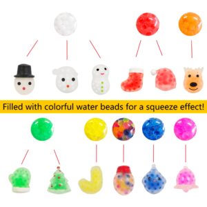 36 Pcs Christmas Mini Sensory Stress Ball Pack Squeeze Toy to Stress Reliever Great for Adult Party Favors Christmas Stocking Stuffers (Christmas)