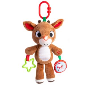 kids preferred rudolph the red-nosed reindeer on the go teether developmental activity toy, 12 inches , brown