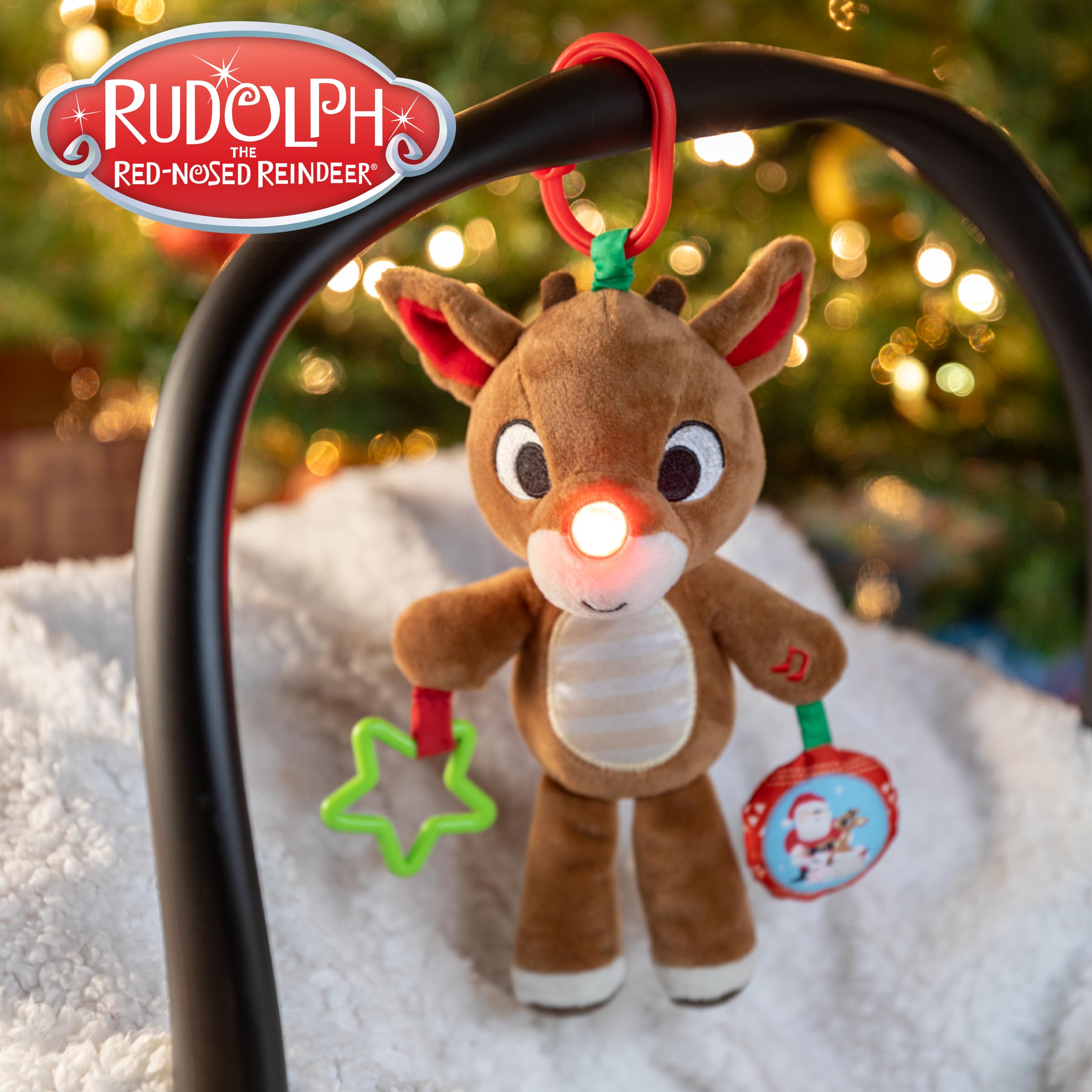 KIDS PREFERRED Rudolph The Red-Nosed Reindeer On The Go Teether Developmental Activity Toy, 12 inches , Brown