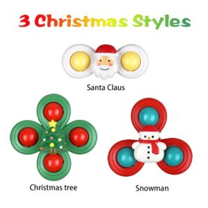 Jofan 3 Pack Christmas Suction Cup Spinner Toys for Baby Toddlers Kids Christmas Stocking Stuffers Gifts