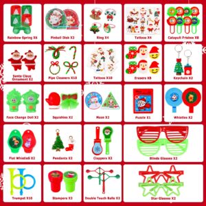 200Pcs Christmas Party Favors Assortment Toys for Kids Stocking Stuffers Birthday Party Gifts Carnival Prizes Goodie Bag Pinata Fillers Treasure Box School Classroom Rewards Christmas Theme Toys Bulk