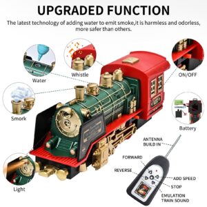 FANL Electric Christmas Train Set - Steam Locomotive Engine, Cargo Cars, Tracks - Rechargeable Toy Train Gift for Kids Age 3-6+