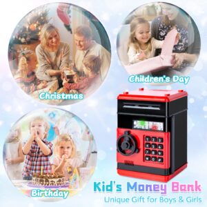 Refasy Children Toy for 5-7 Year Old Girls,Piggy Banks Toy for 8-16 Year Old Girls Boys Birthday Gifts Toy Gifts for Kids Coin Atm Electronic Piggy Banks Toys Great Christmas Ideas for Kids Red