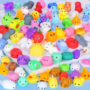 80pcs mochi squishy toys kids party favors kawaii mini squishies animals fruit stress relief toys bulk classroom prizes easter egg fillers christmas goodie bag stuffers kids valentines gifts, random