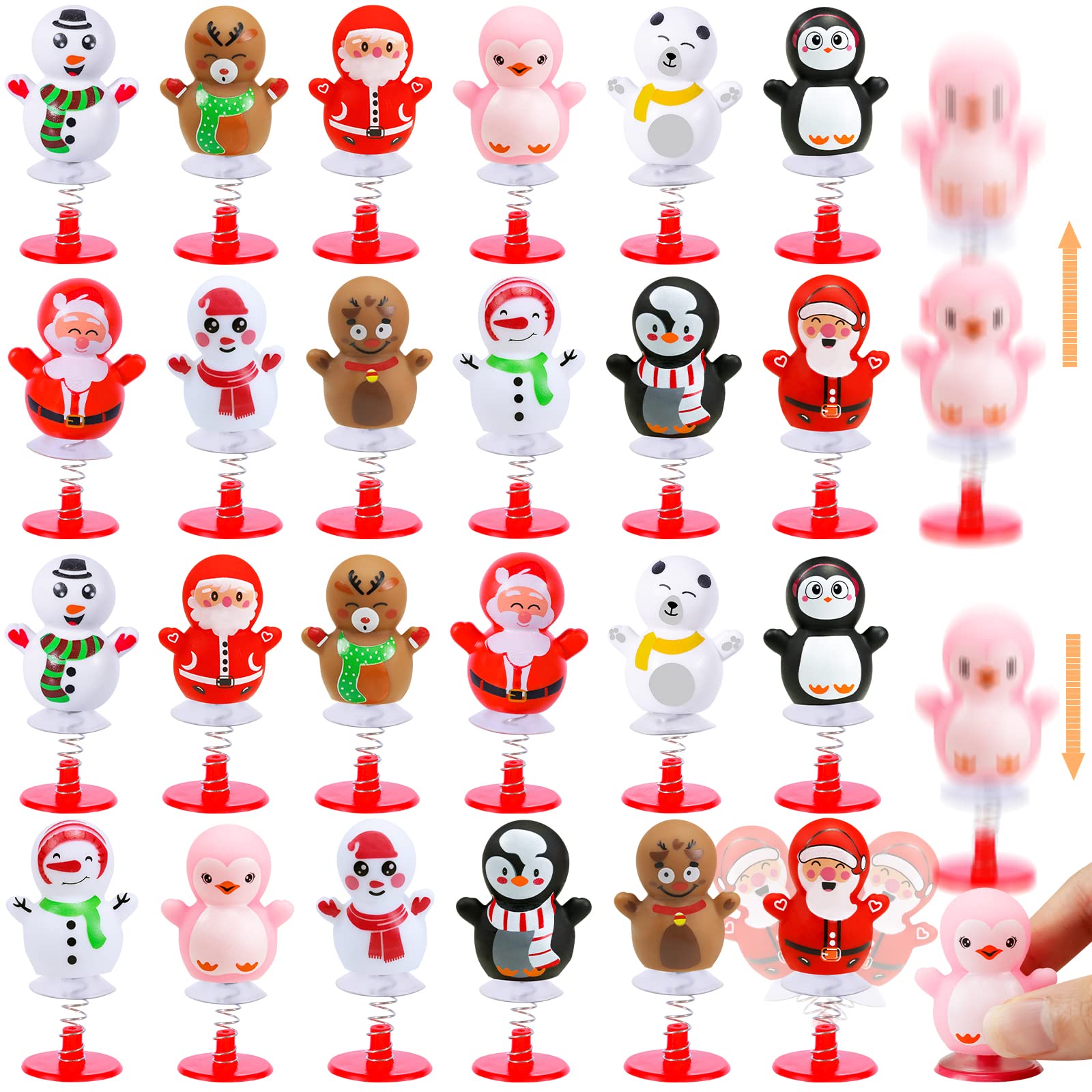 24Pcs Christmas Jumping Popper Spring Toys, Christmas Party Favors Toys for Kids Birthday Party, Carnival Prizes, Pinata Filler, Classroom Rewards,Treat Bags Gifts,Poppers Toys Pop Up Critters