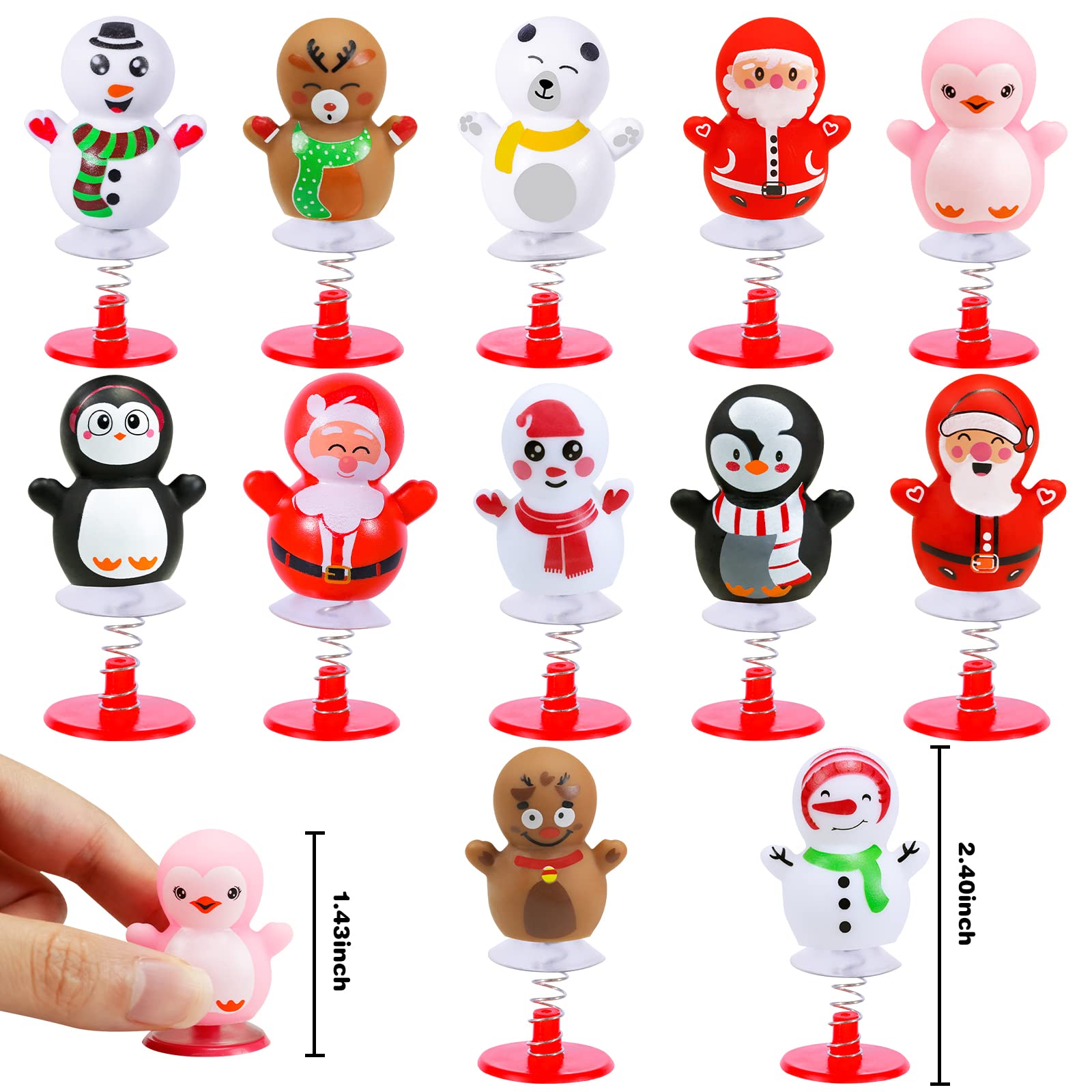 24Pcs Christmas Jumping Popper Spring Toys, Christmas Party Favors Toys for Kids Birthday Party, Carnival Prizes, Pinata Filler, Classroom Rewards,Treat Bags Gifts,Poppers Toys Pop Up Critters