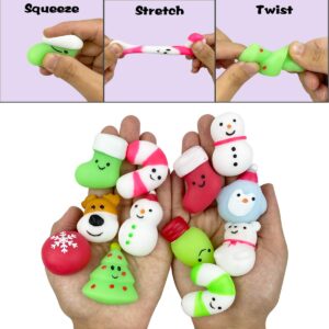 QINGQIU 24 PCS Christmas Mochi Squishy Toys Squishies Christmas Toys for Kids Girls Boys Toddlers Christmas Party Favors Stocking Stuffers Gifts