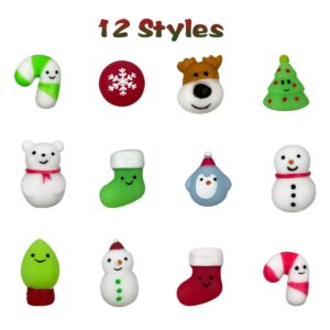 QINGQIU 24 PCS Christmas Mochi Squishy Toys Squishies Christmas Toys for Kids Girls Boys Toddlers Christmas Party Favors Stocking Stuffers Gifts