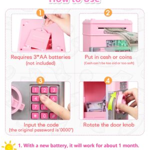 Kids Piggy Bank for Girls - Toys for 5 6 7 8 9 10 Year Old Girl Birthday Gifts - Electronic Piggy Bank ATM Machine Money Safe for Kids Toys Age 6-8-10