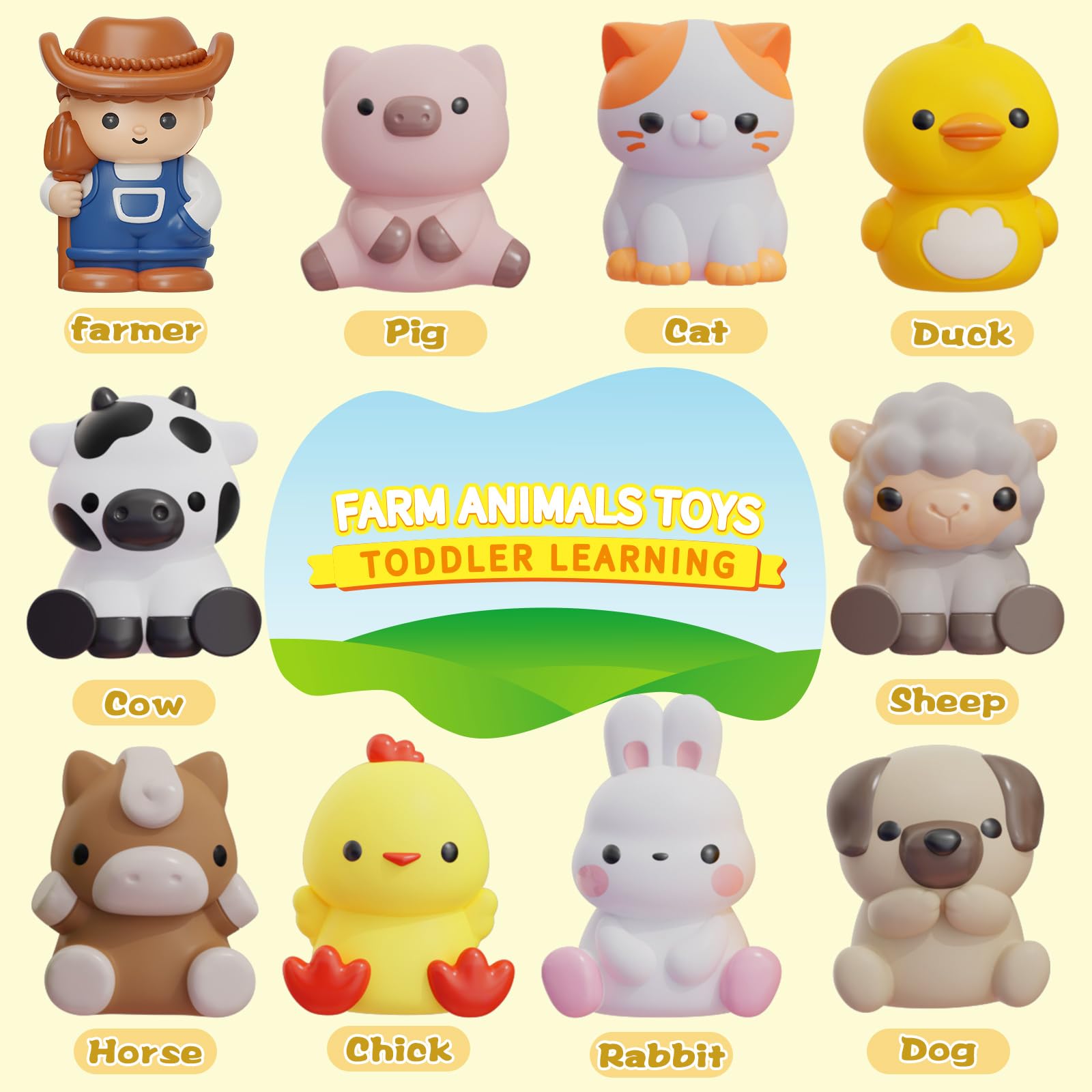 Learning Toy for Toddlers 1 2 3+ Years Old, 20 PCS Farm Animal Barn Toy & Finger Puppets, Montessori Educational Toy for Kids,Easter Gift Toy with 10 Animals & 10 Barns for Babies Boys Girls