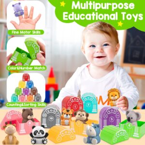 KMUYSL Learning Toys for 1,2,3 Year Old, 20 Pcs Animals Toy, Counting Skill, Color Matching, Fine Motor Game, Christmas Birthday Easter Educational Gift for Baby Toddler Boys Girls Age 12-18 Months