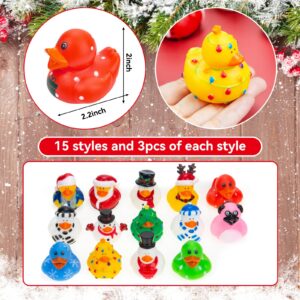 45 Pcs Rubber Ducks 2.16" Funny Rubber Ducks Christmas Eve Thanksgiving Day Halloween Assortment Duckies Bath Toys for Jeep Ducking Floater Duck Christmas Themed Bathtub Toys