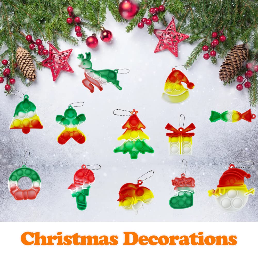 36Pcs Christmas Mini Pop Keychain Fidget Toys Pack,Pop Push it Fidget Sensory Toys,Christmas Party Favors Supplies, for Kids Adults Stress Relief,Christmas Goodie Bag Stuffers.