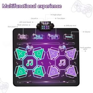 Joyvalley Kids Dance Mat Toys - 2-Player Dance Pad Gifts for Girls Boys Toddlers 3 4 5 6 7 8 9 + Year Old Electronic Dancing Mat Floor Games Toy with Music Light Christmas Birthday Gift (Purple)