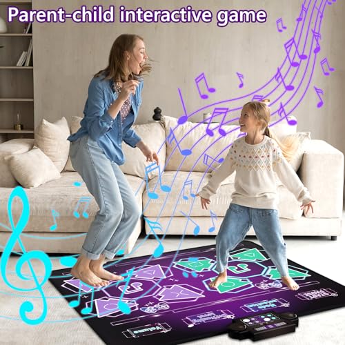 Joyvalley Kids Dance Mat Toys - 2-Player Dance Pad Gifts for Girls Boys Toddlers 3 4 5 6 7 8 9 + Year Old Electronic Dancing Mat Floor Games Toy with Music Light Christmas Birthday Gift (Purple)