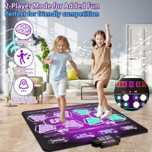 Joyvalley Kids Dance Mat Toys - 2-Player Dance Pad Gifts for Girls Boys Toddlers 3 4 5 6 7 8 9 + Year Old Electronic Dancing Mat Floor Games Toy with Music Light Christmas Birthday Gift (Purple)