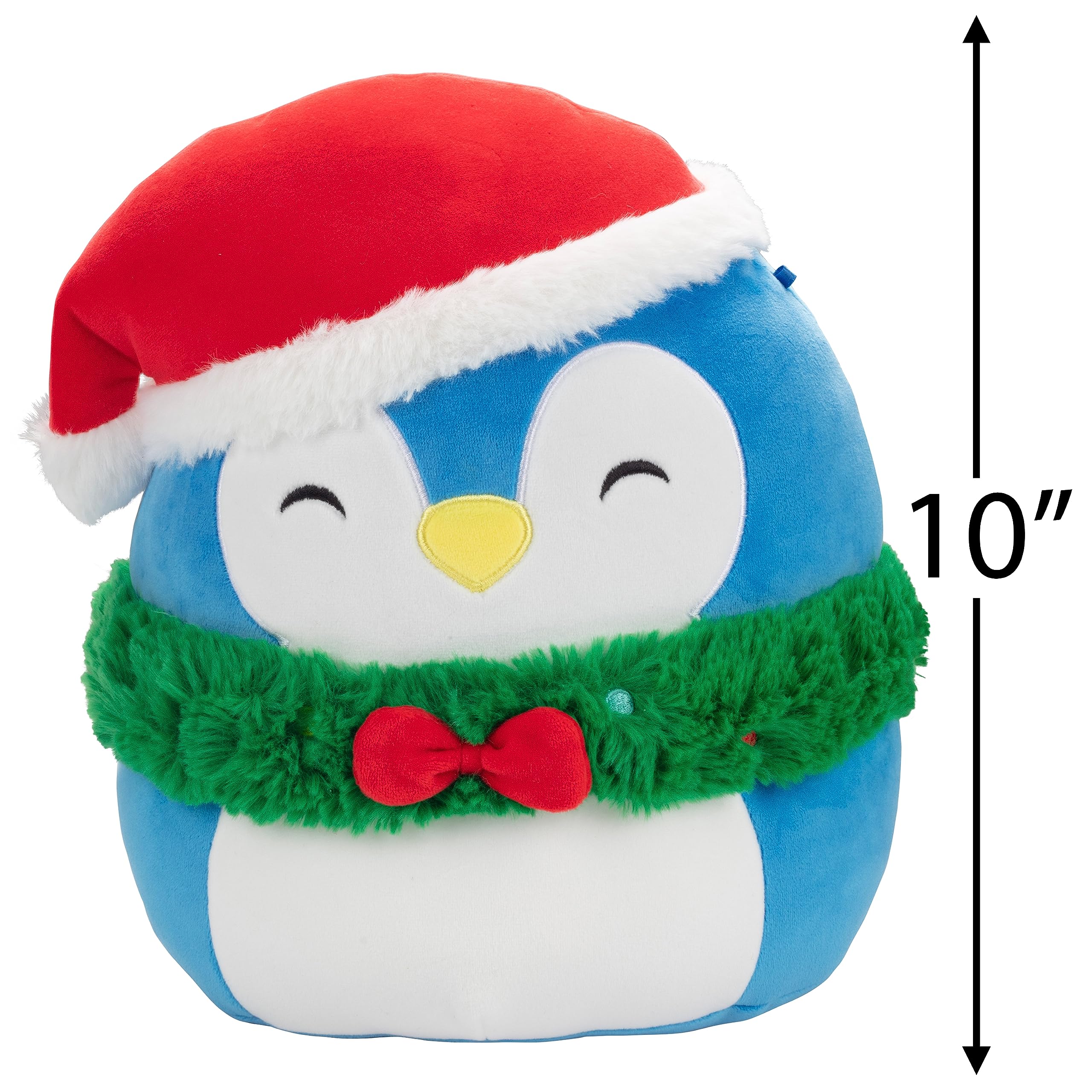 Squishmallows 10" Puff The Penguin Christmas Plush - Official Kellytoy - Collectible Soft & Squishy Penguin Stuffed Animal Toy - Add to Your Squad - Gift for Kids, Girls & Boys - 10 Inch