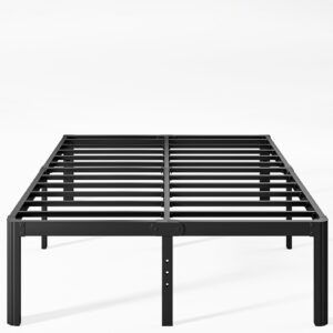 nordicbed 16 inch high metal king bed frame no box spring needed, heavy duty king size bed frame platform, noise free, easy assembly, black