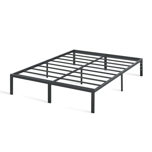 PrimaSleep 18 Inch Heavy Duty Steel Slat Anti-Slip Support, Easy Assembly Platform Bed frame, Noise Free Steel Mattress Foundation, Maximum Storage, No Box Spring Needed, Black, King Size